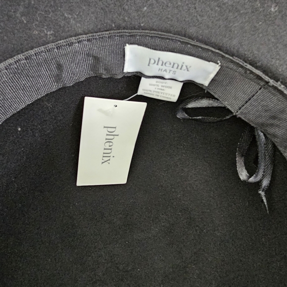 Phenix Wool Black Hat with Silver Chain Accent